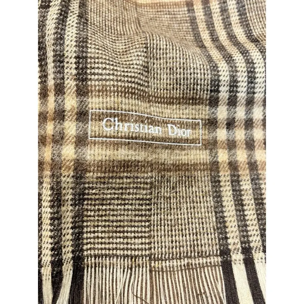 Christian Dior Monsieur 100 % Merino Wool Plaid Scarf Vintage 52 Inches